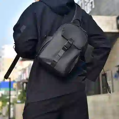 百搭休闲纯色机能风单肩包斜挎包 尼龙 胸包 常规 男女同款情侣款 黑色/灰色/蓝色