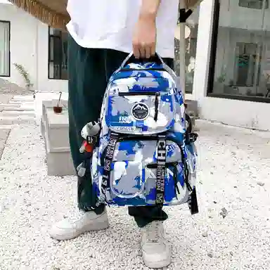 尊梵 通勤日常街头潮流小清新拉链开合时尚 尼龙 双肩包 男女同款情侣款 灰色/黑色/黄色/蓝色/深蓝