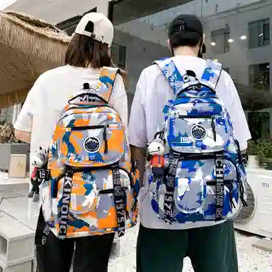 尊梵 通勤日常街头潮流小清新拉链开合时尚 尼龙 双肩包 男女同款情侣款 灰色/黑色/黄色/蓝色/深蓝