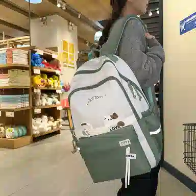 尊梵 初中高中学生大容量拉链休闲电脑包尼龙双肩包 女款 多色