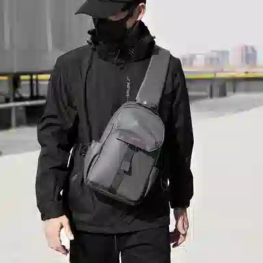 尊梵 时尚骑行小背包休闲 尼龙 单肩斜挎包胸包 男女同款情侣款 黑色/蓝色/灰色