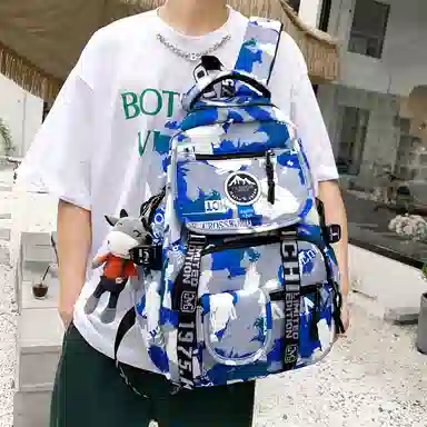 尊梵 通勤日常街头潮流小清新拉链开合时尚 尼龙 双肩包 男女同款情侣款 灰色/黑色/黄色/蓝色/深蓝