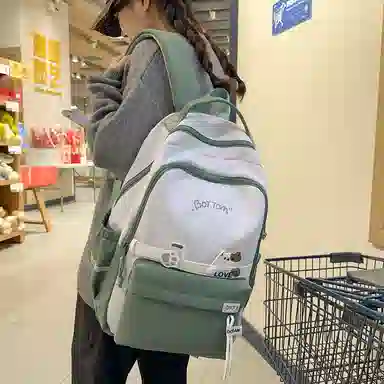 尊梵 初中高中学生大容量拉链休闲电脑包尼龙双肩包 女款 多色