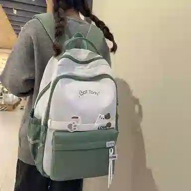 尊梵 初中高中学生大容量拉链休闲电脑包尼龙双肩包 女款 多色