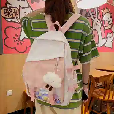 尊梵 日系休闲简约日常上课通勤时尚百搭 尼龙 双肩包 女款 黑色/粉色/紫色/绿色/蓝色