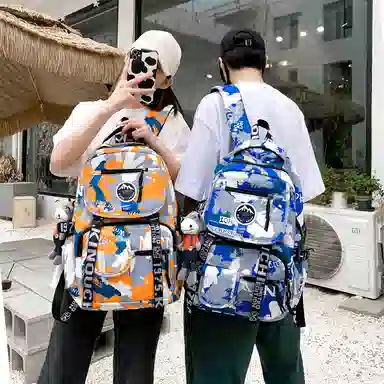 尊梵 通勤日常街头潮流小清新拉链开合时尚 尼龙 双肩包 男女同款情侣款 灰色/黑色/黄色/蓝色/深蓝