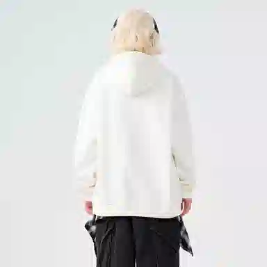 棉致 美式高街趣味笑脸字母印花纯色简约基础宽松休闲通勤百搭落肩套头长袖连帽卫衣 男女同款