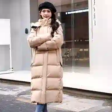 雅鹿 百搭纯色连帽拉链长袖羽绒服 女款