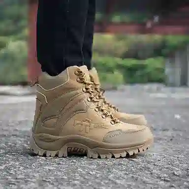骆动 超纤皮 防水耐磨 舒适百搭 短筒 户外靴 男款
