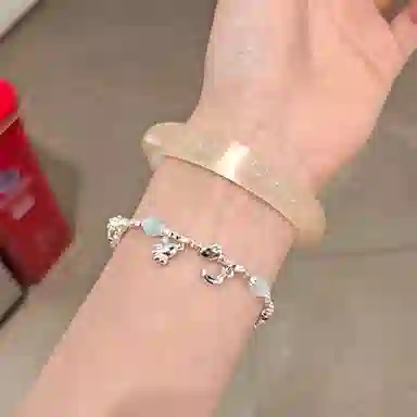 梨云暮雪 白月光猫眼 一步一响 复古 高级感 清冷 旗袍汉服 新中式 国潮国风 荔枝冻 极简风 琉璃 手镯 女款