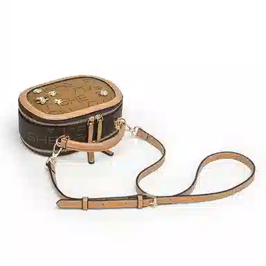 维尼奥 高级感复古洋气简约百搭时尚大气印花通勤 合成革 单肩斜挎手提包 常规 女款 棕色/米白色/咖啡色