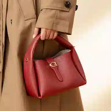 维尼奥 高级感简约时尚百搭 合成革 手提包 女款 红色
