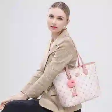 维尼奥 新中式国风蝴蝶提花刺绣温柔大气 合成革 手提包 女款 粉色