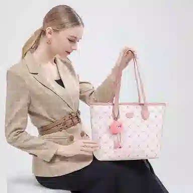 维尼奥 新中式国风蝴蝶提花刺绣温柔大气 合成革 手提包 女款 粉色