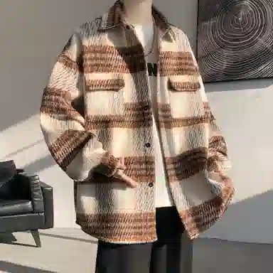 悍戈 毛呢呢料多风格融合的时尚翻领外套棉服 男女同款