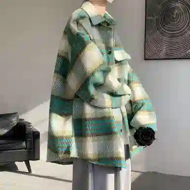 悍戈 毛呢呢料多风格融合的时尚翻领外套棉服 男女同款