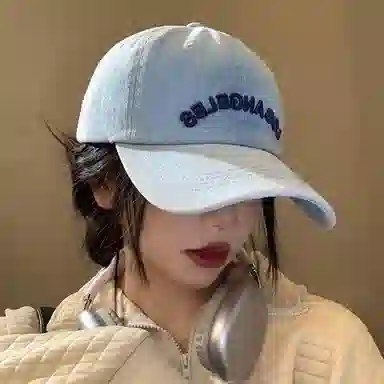 水洗做旧牛仔刺绣宽帽檐显脸小百搭大头围户外防晒遮阳帽 棉与涤纶 鸭舌帽 男女同款情侣款