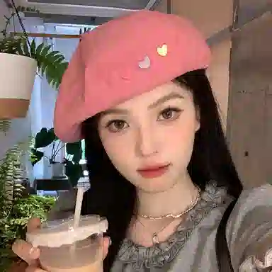 木林森 日系甜妹爱心百搭大头围显脸小薄款透气画家 棉 贝雷帽 女款