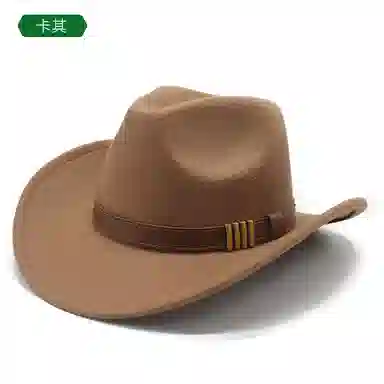 木林森 西部牛仔复古简约皮带佩饰宽帽檐遮阳户外出行显脸小盆帽防晒百搭 毛呢 渔夫帽 男女同款情侣款