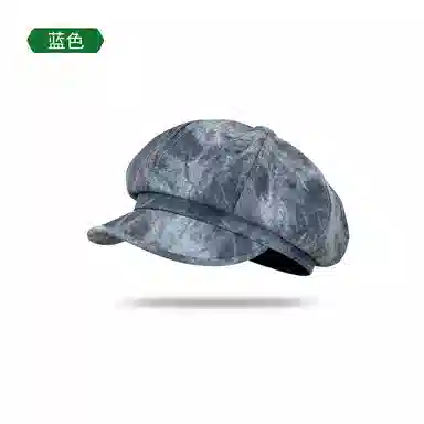 木林森 日系小众复古扎染水墨画八角帽秋冬百搭显脸小文艺画家帽 棉 贝雷帽 男女同款情侣款