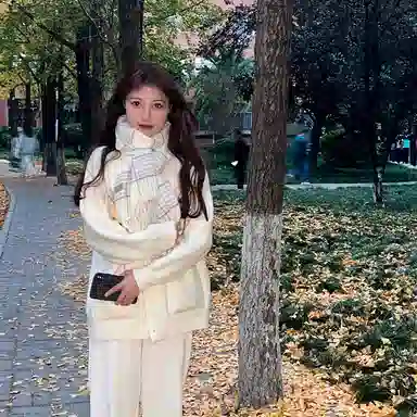 木林森  氛围感绵软舒适学院风拼色流苏绒线围巾 围巾 女款