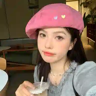 木林森 日系甜妹爱心百搭大头围显脸小薄款透气画家 棉 贝雷帽 女款
