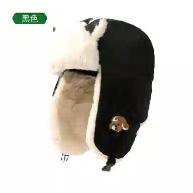 木林森 可爱小狗灯芯绒绒线帽秋冬护耳防风百搭 棉 雷锋帽 男女同款情侣款