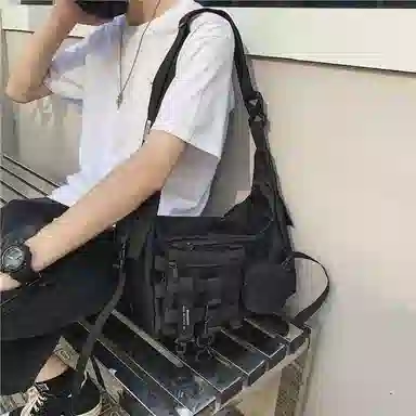 KAMLUI Nylon Shoulder Bag Black