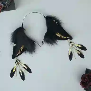 图米鱼 日系毛绒兽耳羊耳朵发箍漫展派对道具 聚会装饰头箍