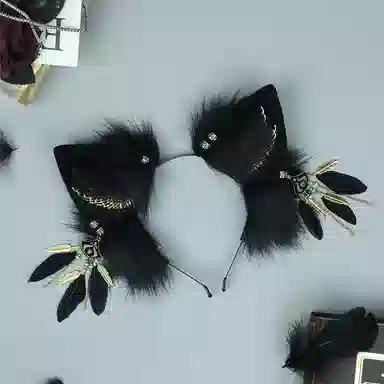 图米鱼 日系毛绒兽耳羊耳朵发箍漫展派对道具 聚会装饰头箍