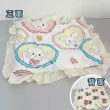 图米鱼 棉花娃娃娃用收纳盒娃床垫子 公仔提篮摇篮花边垫 玩偶周边