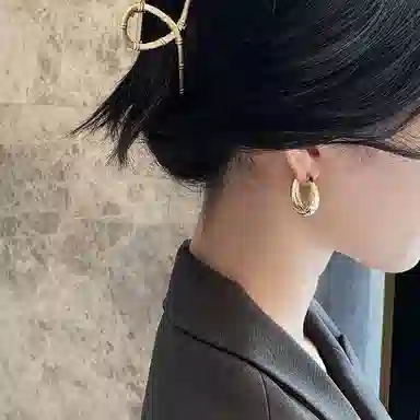 石缘聚 高级感个性耳饰气质 耳圈复古简约 轻奢耳扣 合金 耳环 男女同款情侣款