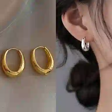 石缘聚 高级感个性耳饰气质 耳圈复古简约 轻奢耳扣 合金 耳环 男女同款情侣款