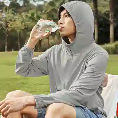 匹克 防晒系列 紫薯防晒衣针织冰丝皮肤风衣夏季新款休闲运动外套防晒衣 男款 冷浅灰