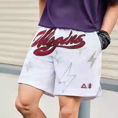 匹克 维金斯 球星系列潮流复古宽松休闲透气百搭吸汗耐磨训练星星裤篮球裤 男款 大白