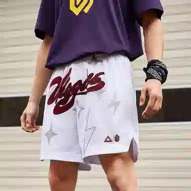 匹克 维金斯 球星系列潮流复古宽松休闲透气百搭吸汗耐磨训练星星裤篮球裤 男款 大白