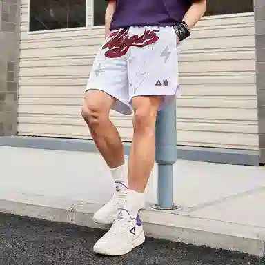 匹克 维金斯 球星系列潮流复古宽松休闲透气百搭吸汗耐磨训练星星裤篮球裤 男款 大白