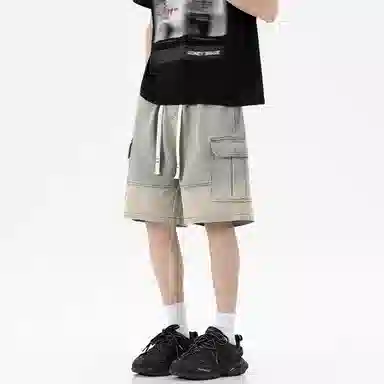 宜而爽 美式复古潮流宽松牛仔短裤 男女同款