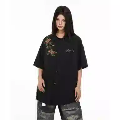 宜而爽 植物花卉纽扣百搭休闲短袖衬衫 男女同款