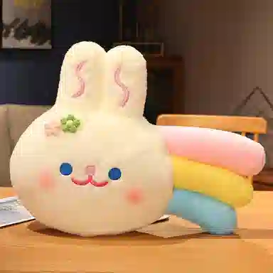 安之静雅 彩虹小花猫小兔抱枕 布娃娃 玩偶 毛绒公仔