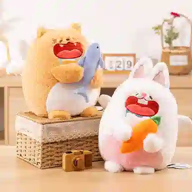 安之静雅 可爱小兔子猫咪 抱枕布娃娃 玩偶 毛绒公仔