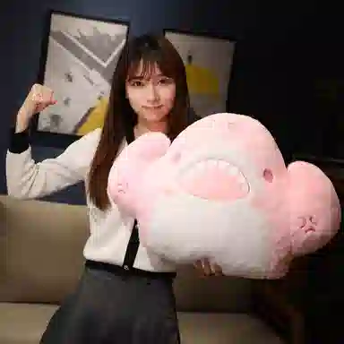 安之静雅 肌肉鲨鱼抱枕 腰靠靠枕 玩偶 毛绒公仔