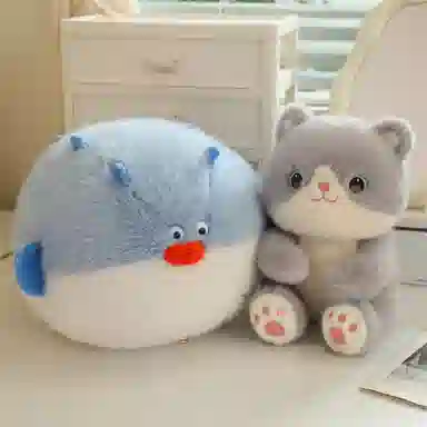 安之静雅 可爱猫咪吃鱼 玩偶 毛绒公仔