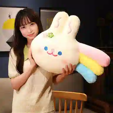 安之静雅 彩虹小花猫小兔抱枕 布娃娃 玩偶 毛绒公仔