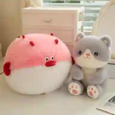 安之静雅 可爱猫咪吃鱼 玩偶 毛绒公仔