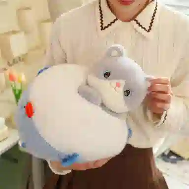 安之静雅 可爱猫咪吃鱼 玩偶 毛绒公仔