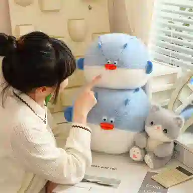 安之静雅 可爱猫咪吃鱼 玩偶 毛绒公仔