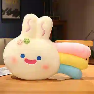 安之静雅 彩虹小花猫小兔抱枕 布娃娃 玩偶 毛绒公仔