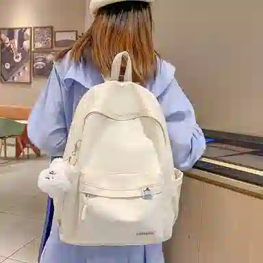 單倉 高颜值日系简约学院风大容量书包初高中学生纯色轻便百搭旅行 电脑背包 尼龙 双肩包 常规 男女同款情侣款 多色