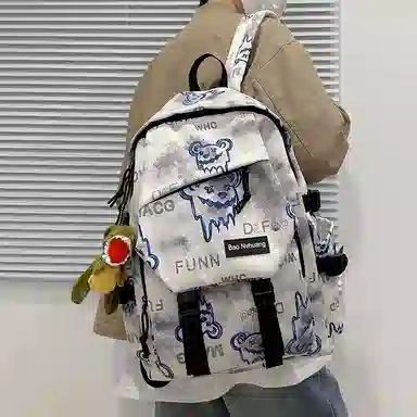 單倉 小众美式高街时尚潮流印花轻便初高中学工装帅气旅行 尼龙 双肩包 男女同款情侣款 多色